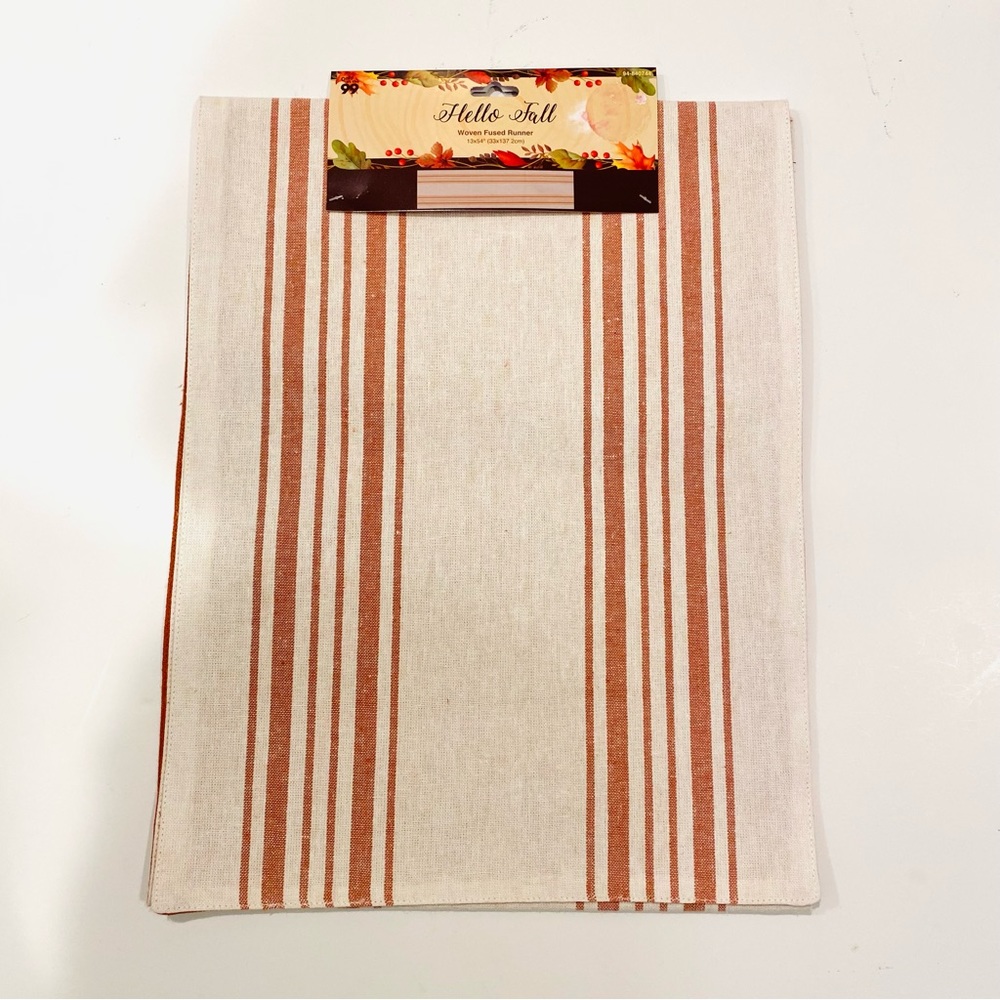 Fall Table Runner Reversible Woven Fused Cotton13”x54” - Picture 2 of 9